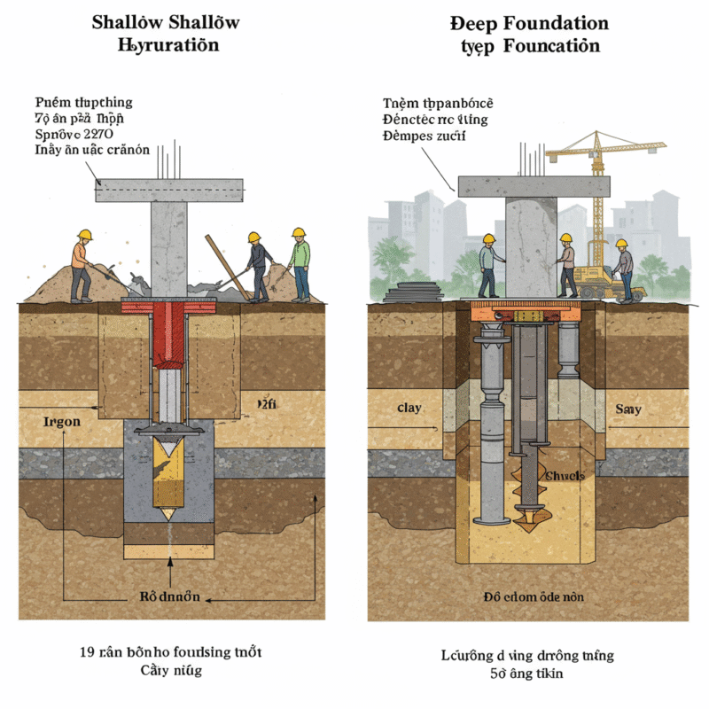 Thi Công Móng Nông Và Móng Sâu – Hiểu Đúng Loại Móng Phù Hợp Với Công Trình