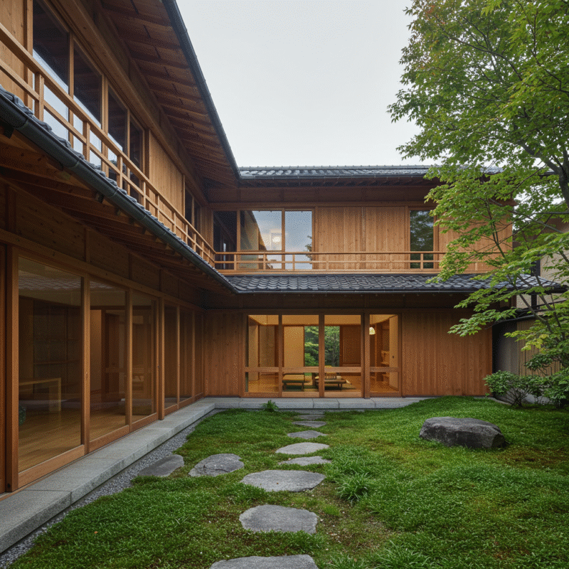 Nhà 2 tầng mái bằng phong cách Nhật