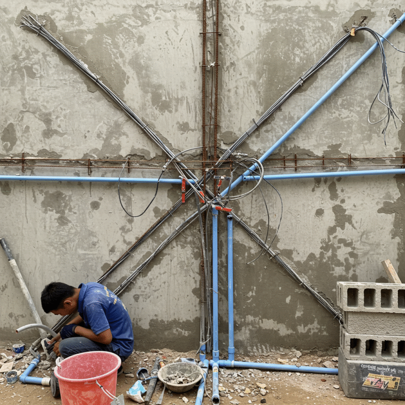 Lỗi thi công thường gặp khi lắp điện – nước: Âm tường rò rỉ, chập cháy