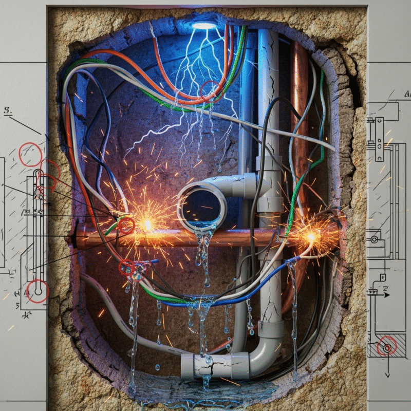 lỗi thi công – Hệ thống điện nước âm tường sai kỹ thuật