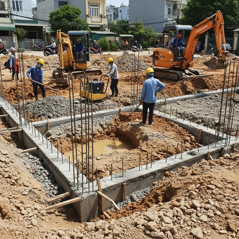 Sai lầm 3: Thi công móng nhà khi nền đất chưa đủ ổn định