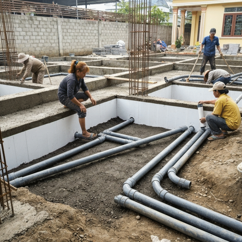 Thi công móng, Chống thấm và hệ thống thoát nước nền móng