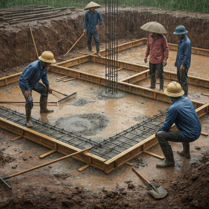 Sai lầm 3: Thi công nền móng không đúng kỹ thuật, sai lầm khi xây nhà