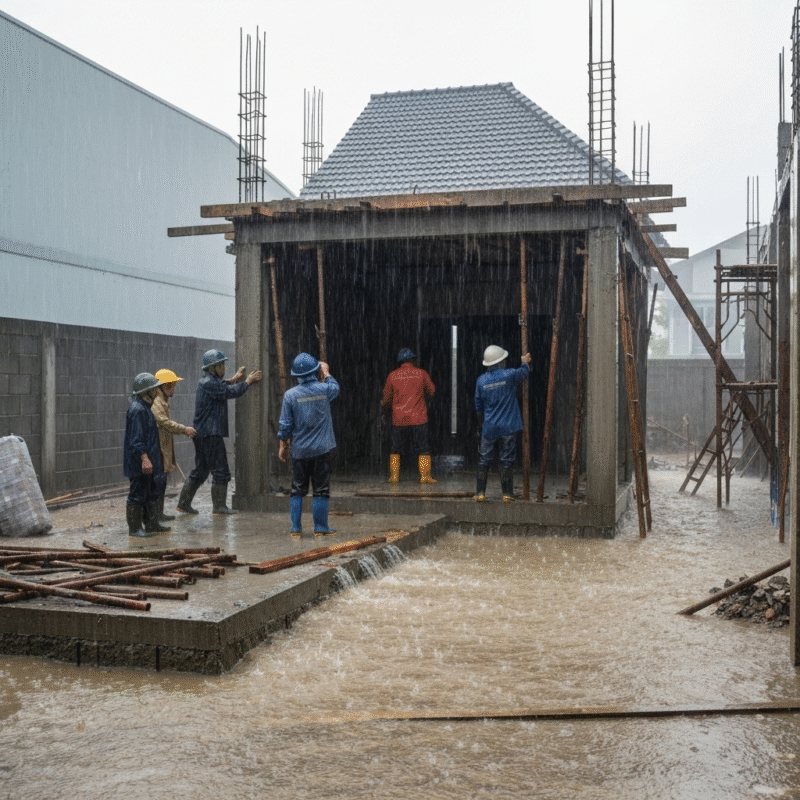 Sai lầm 4: Không chống thấm và thoát nước tốt, sai lầm khi xây nhà