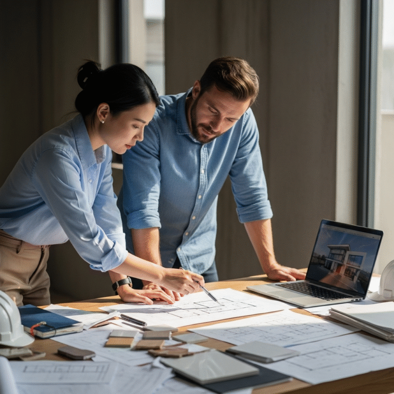 trình tự xây nhà, Giai đoạn chuẩn bị – Xin phép xây dựng & thiết kế