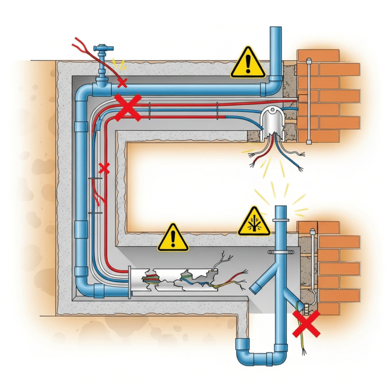 Một số lỗi thường gặp khi thi công điện nước âm tường, Thi công điện nước