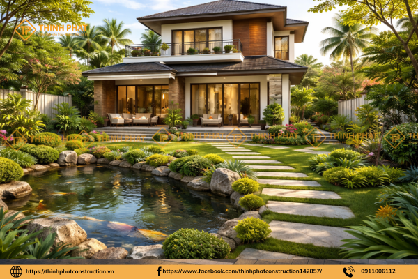 nhà 1 trệt 1 lâu có sân vườn
