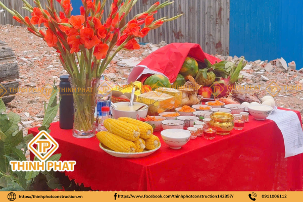 mâm cúng lễ khởi công nhà a luân